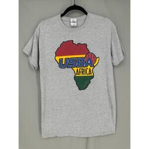 USBA Africa Shirt Mens Medium Gray Basketball Graphic Tee United States